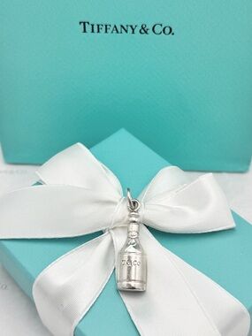 Tiffany & Co. 1837 Champagne Bottle Charm Pendant Sterling Silver 925 Gift Box